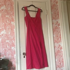 Reformation NWT corvette linen dress; bright pink; Cherisse; size 10